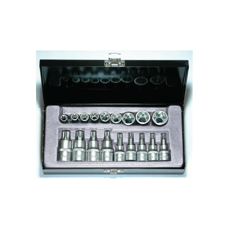 Juego de 18 vasos Torx macho y hembra 3/8 y 1/2 FORCE TOOLS 4192