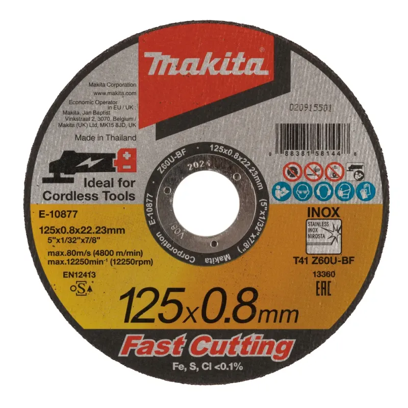 Disco corte Met Inox 125x0,8x22,23 (12U.) MAKITA E-10877-12