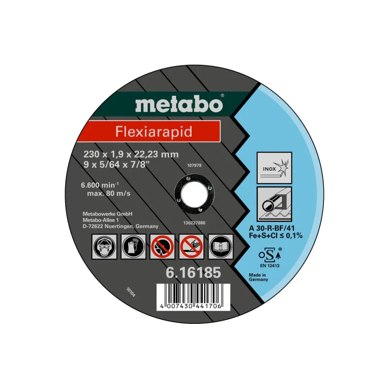 Disco de corte Inox Flexiarapid 230x1.9x22.2mm METABO 616185000