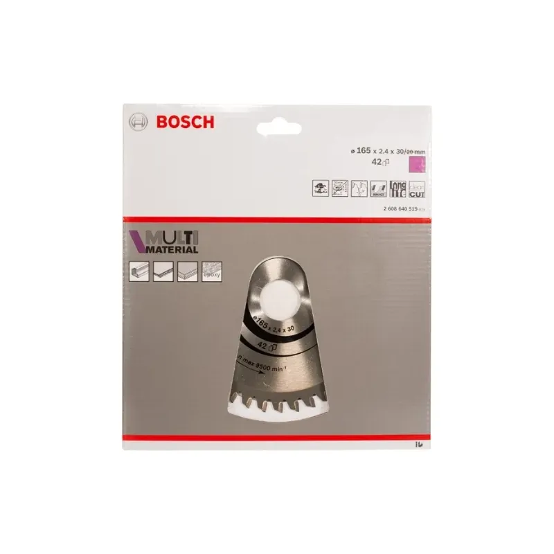 Disco de sierra circular Multimateria l 165x2.4x30/20D 42TR-F BOSCH 2608640519