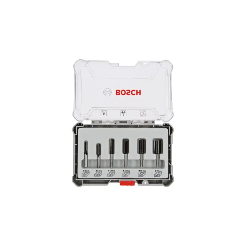 Fresas rectas de 8uds con vastago de insercion de 6mm BOSCH 2607017466