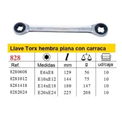 Llave plana Torx hembra con carraca FORCE TOOLS 828